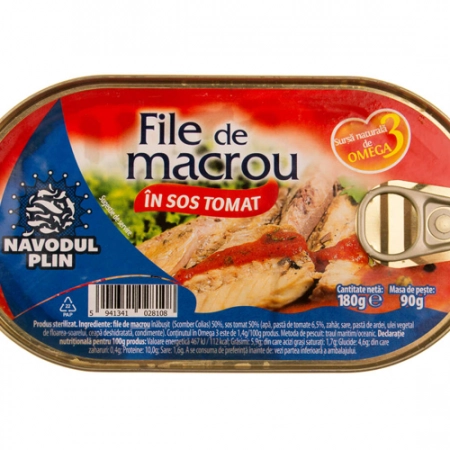 Navodul file de macrou in sos tomat 180g