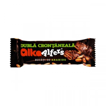 Alfers napolitane cu crema de arahide glazurate cu ciocolata cu lapte 35g