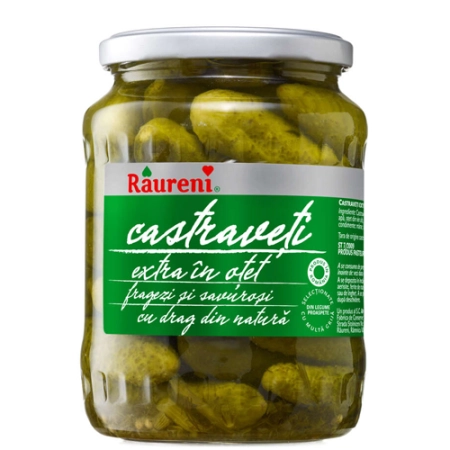 Raureni castraveti in otet 3-6cm 680g
