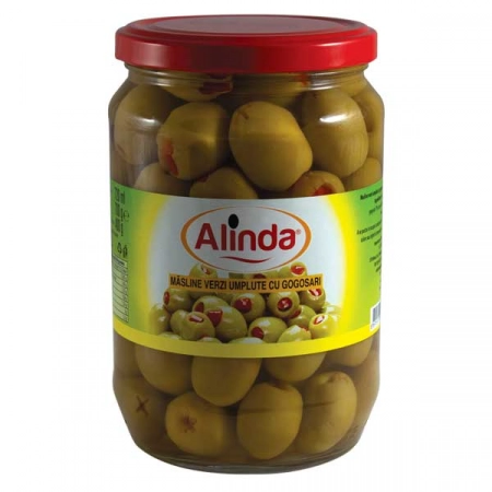 Oliverom Alinda masline verzi umplute cu gogosari 400g