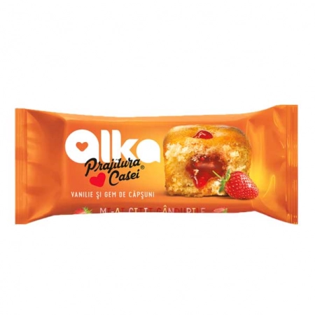 Alka prajitura casei cu vanilie si gem capsuni 35g
