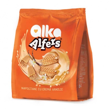 Alfers napolitane cu crema de vanilie 180g