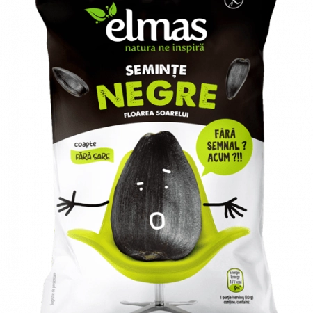 Elmas seminte de floarea soarelui negre coapte  fara sare 100g