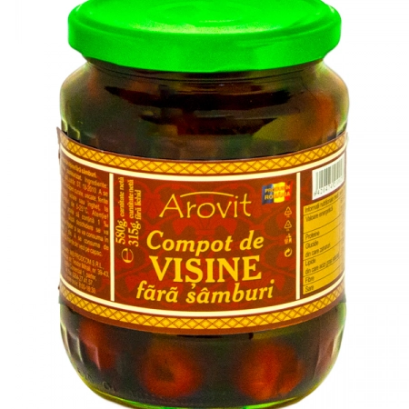 Arovit compot de visine fara samburi 570g
