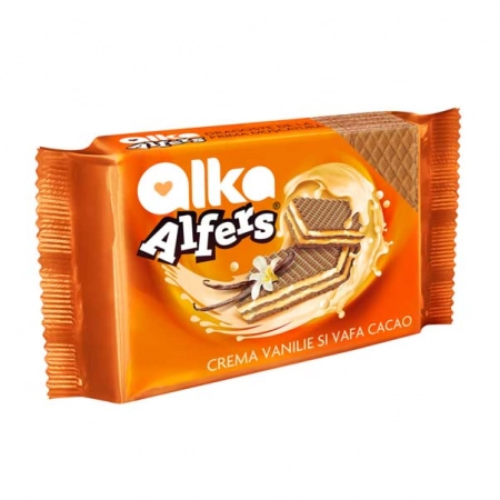 Alfers napolitane cu crema de vanilie 170g