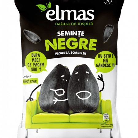 Elmas seminte de floarea soarelui negre coapte fara sare 200g