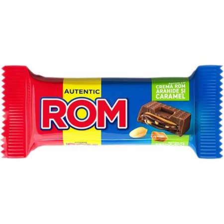 Rom baton ciocolata cu arahide si caramel 29g