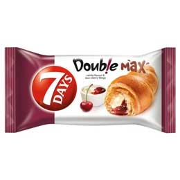 7 Days croissant dublu cu crema de vanilie si cirese 80g