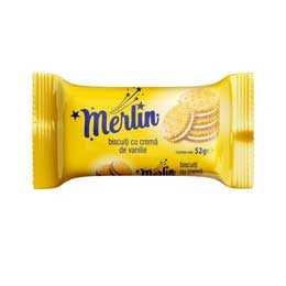 Dobrogea Merlin biscuiti cu crema de vanilie 18buc x 52g