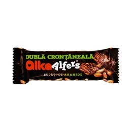 Alfers napolitane cu crema de arahide glazurate cu ciocolata cu lapte 35g