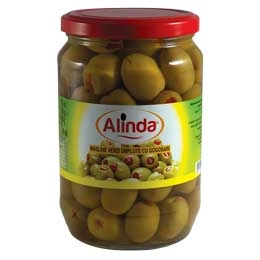 Oliverom Alinda masline verzi umplute cu gogosari 400g