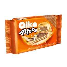 Alfers napolitane cu crema de vanilie 170g
