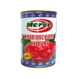 Merve rosii decojite cuburi cutie 400g