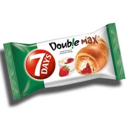 7 Days croissant dublu cu crema de vanilie si capsuni 80g