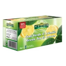 Vedda ceai verde si lamaie plicuri 40g
