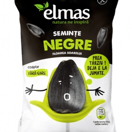 Elmas seminte de floarea soarelui negre coapte  fara sare 40g