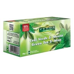 Vedda ceai verde si menta plicuri 40g