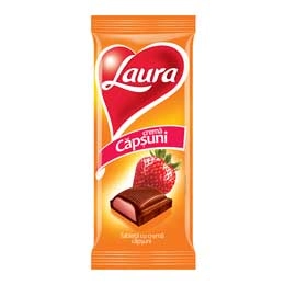 Laura ciocolata cu lapte si crema de capsuni 95g