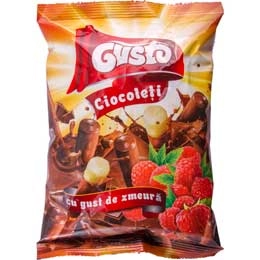 Gusto pufuleti glazura ciocolata si gust de zmeura 50g