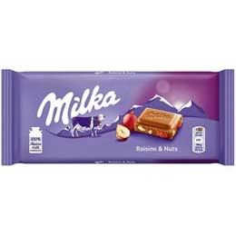 Milka ciocolata cu alune si stafide 100g